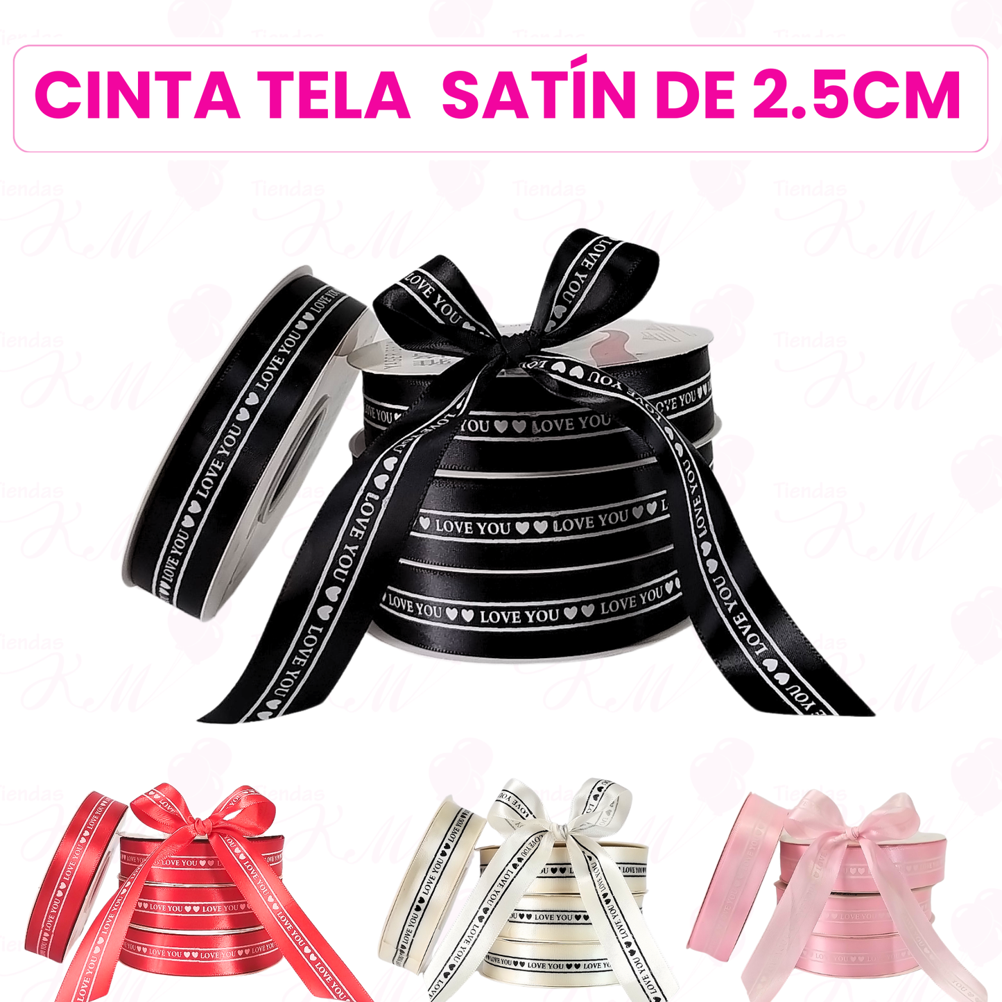 Cinta love you dos corazones x 33 metros