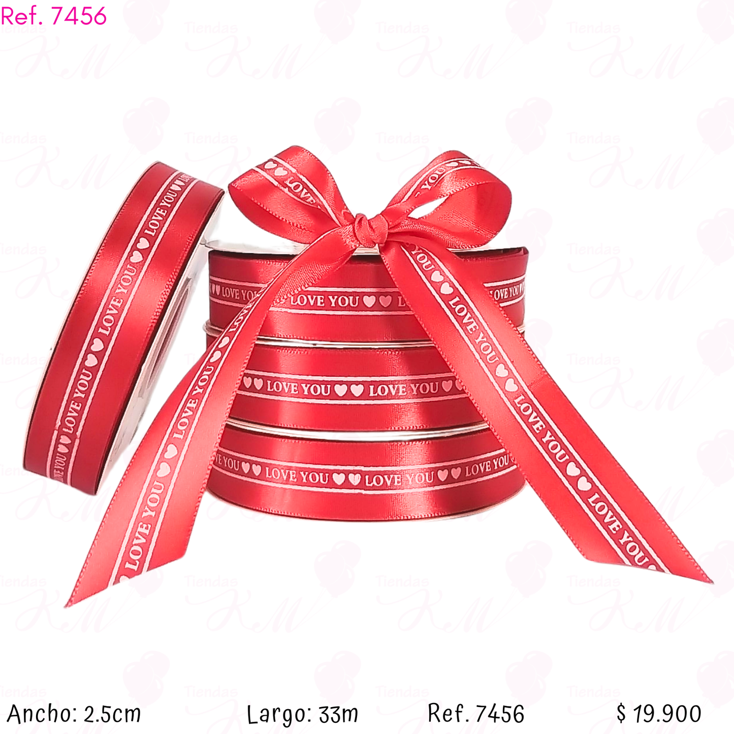 Cinta love you dos corazones x 33 metros