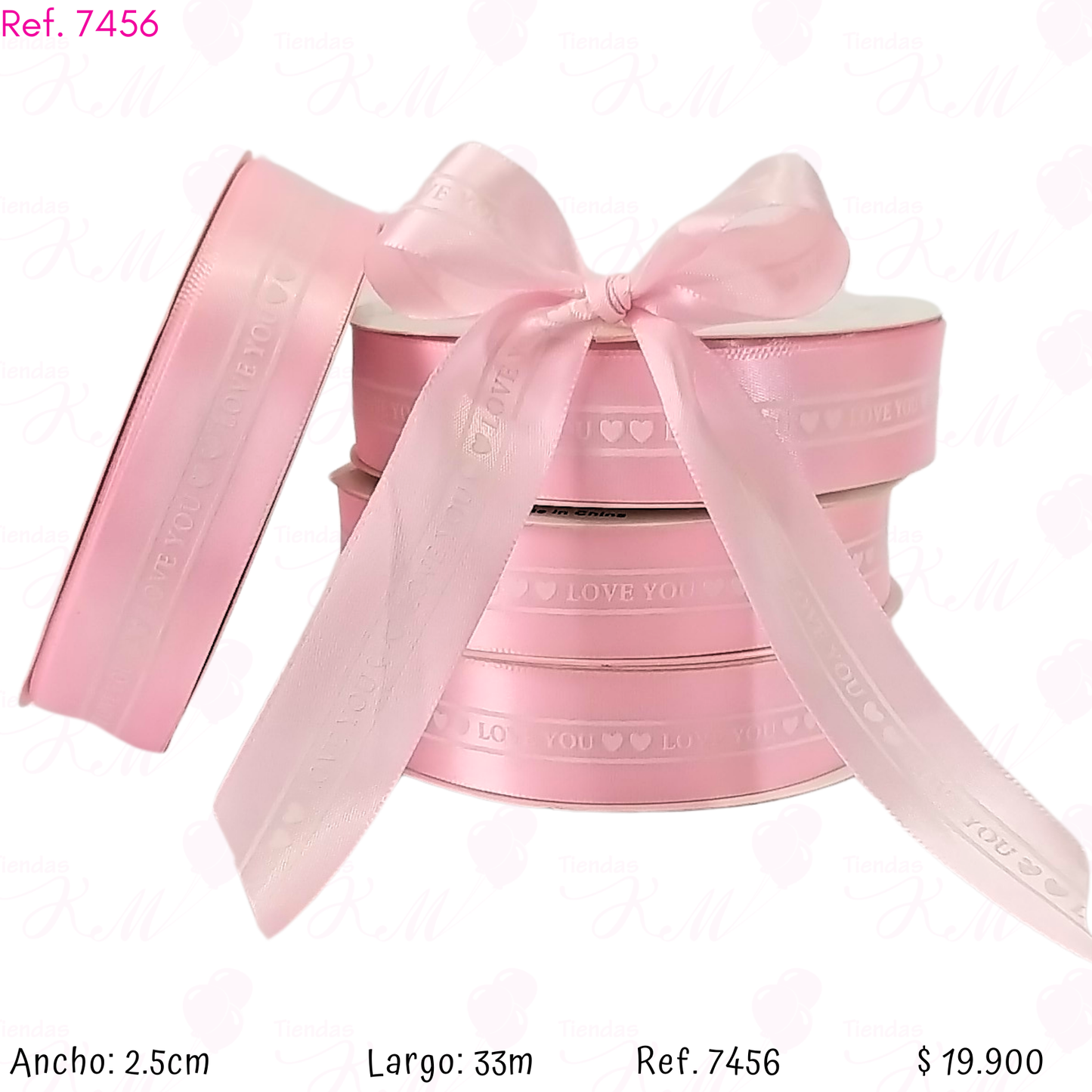 Cinta love you dos corazones x 33 metros