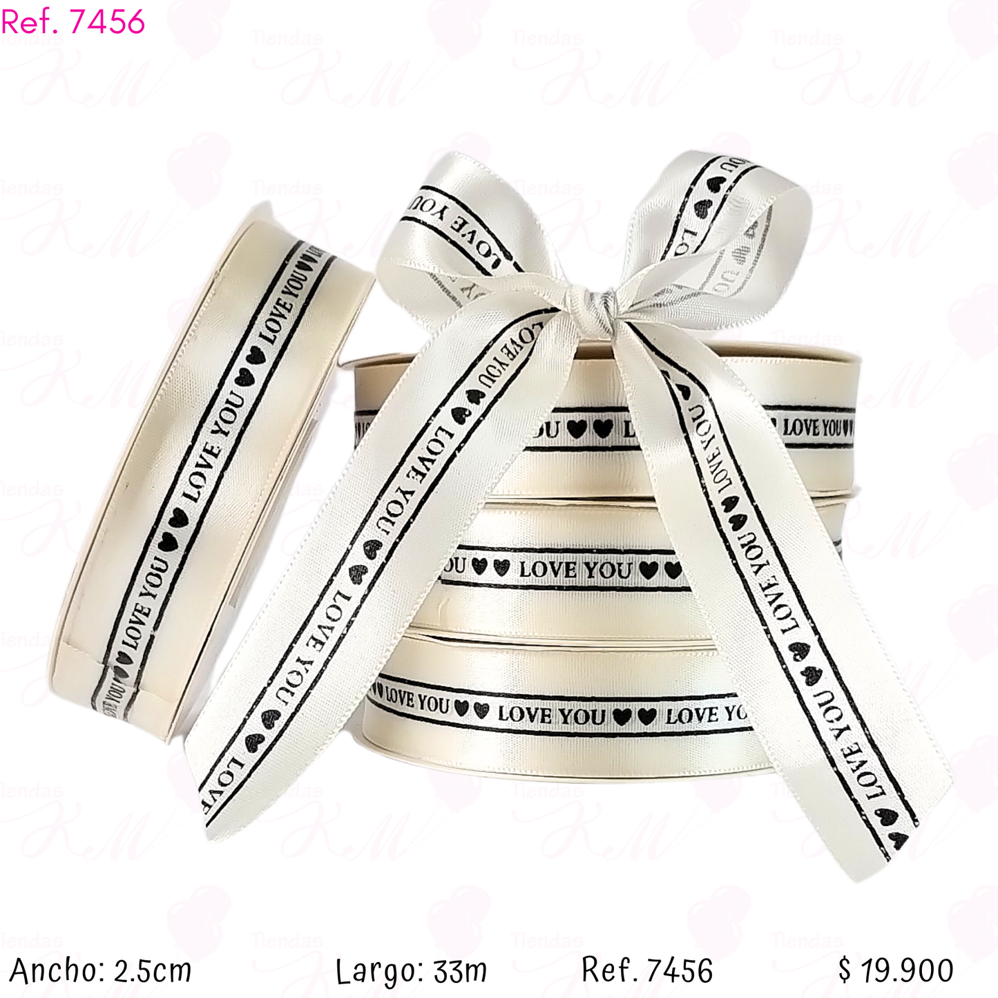 Cinta love you dos corazones x 33 metros