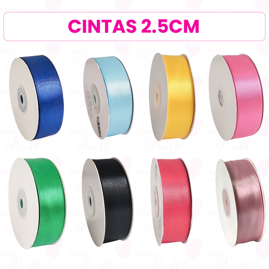 Cinta satin 2.5cm doble cara x 30 metros