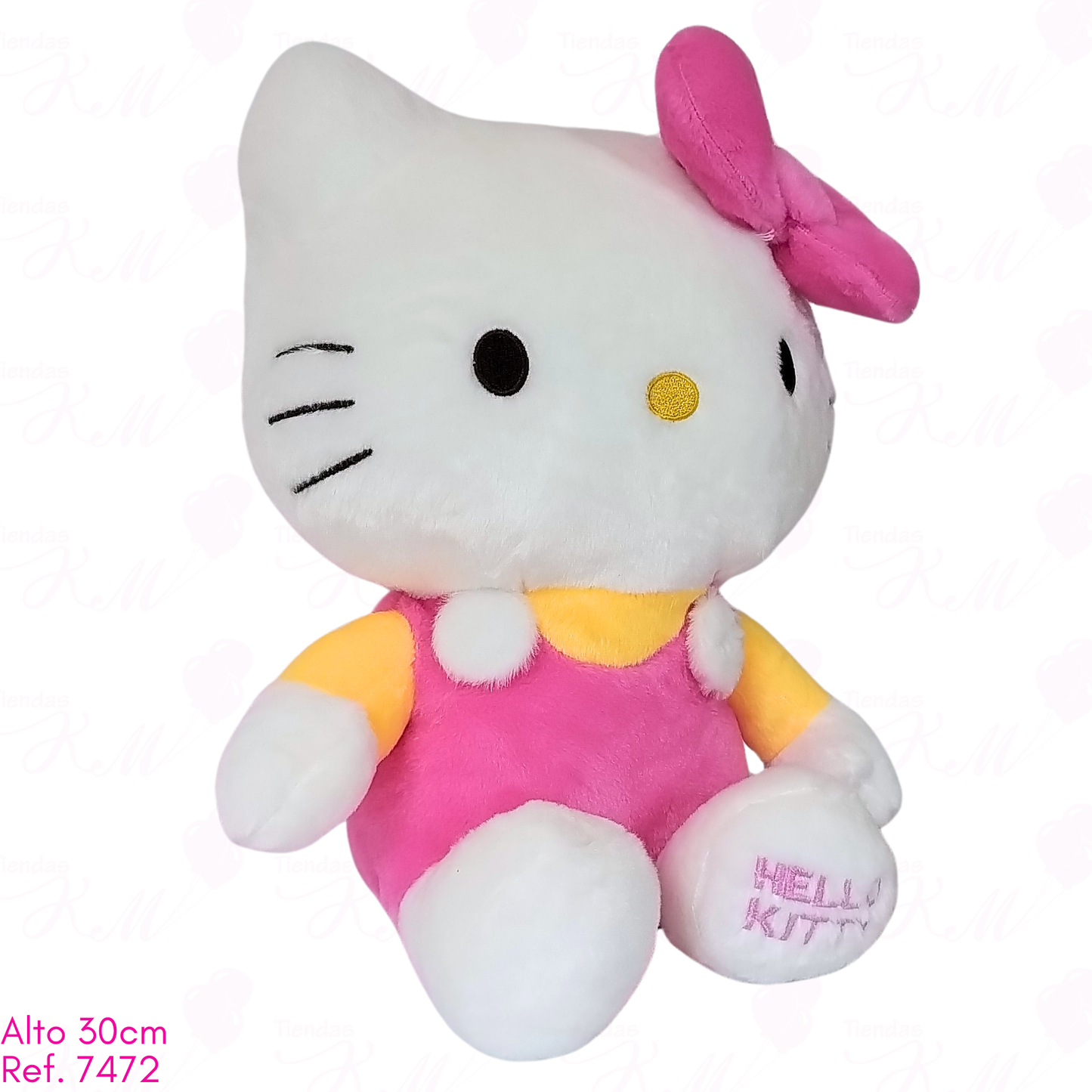 Hello kitty peluda fucsia con amarillo / 30cm