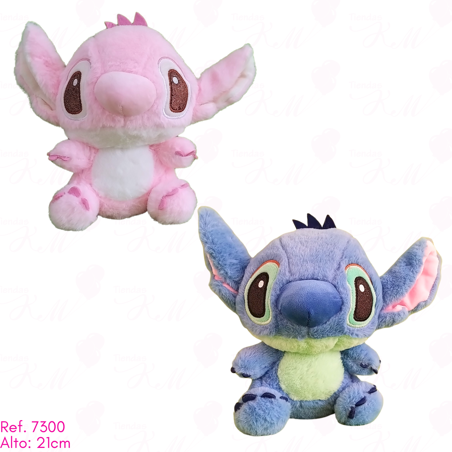 Angela y Stitch peludo con ojos escarchados / 21cm