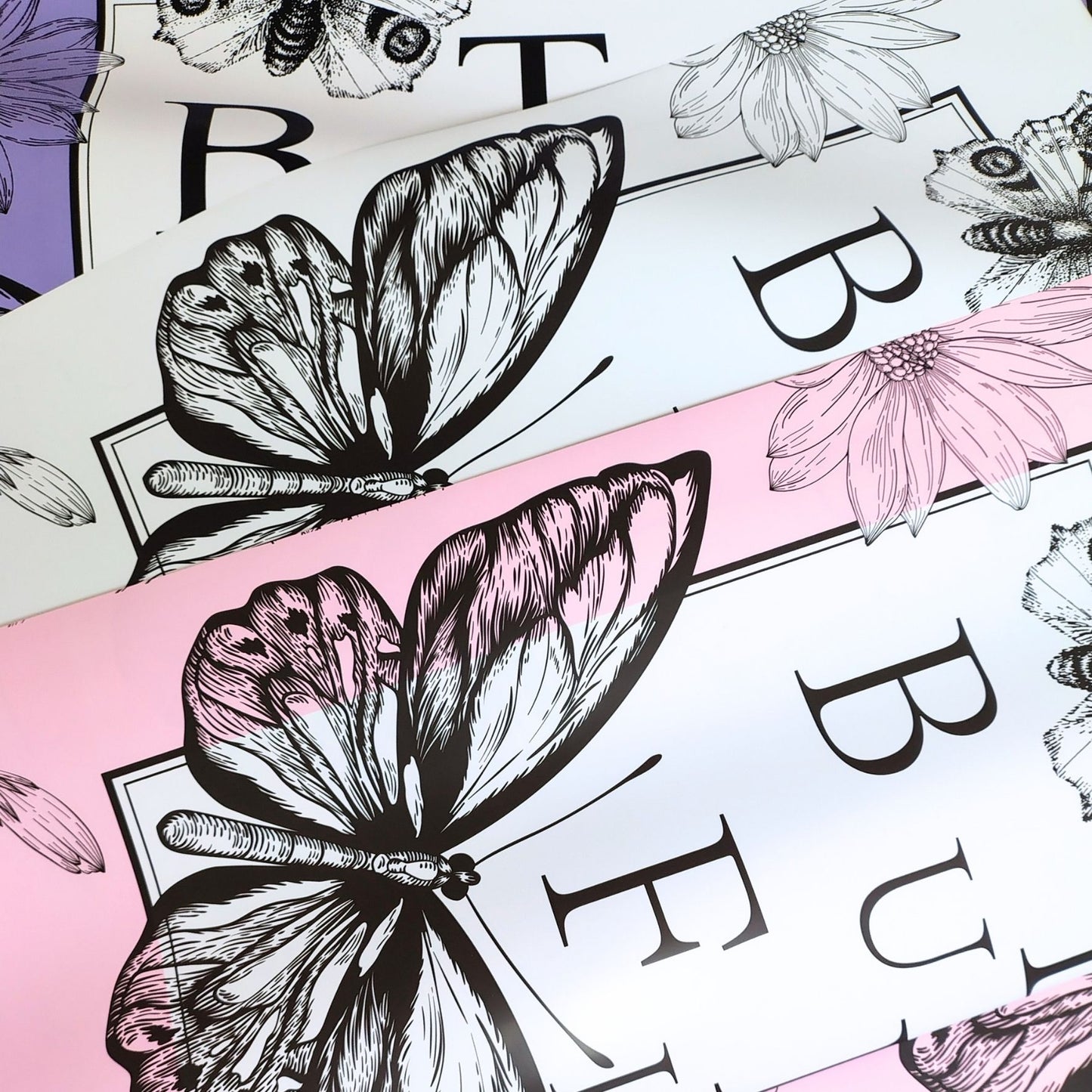 Papel coreano solido con mariposas