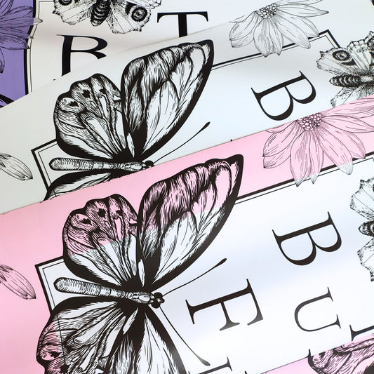 Papel coreano solido con mariposas