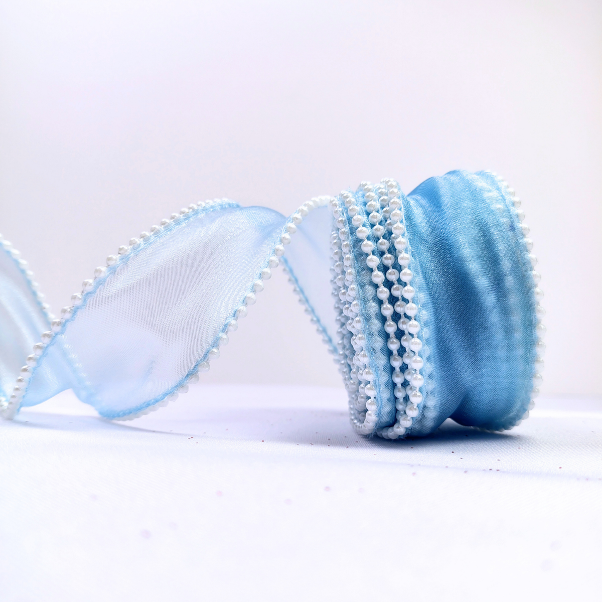 Cinta organza perlada 4cm de ancho X 4.5 m de largo
