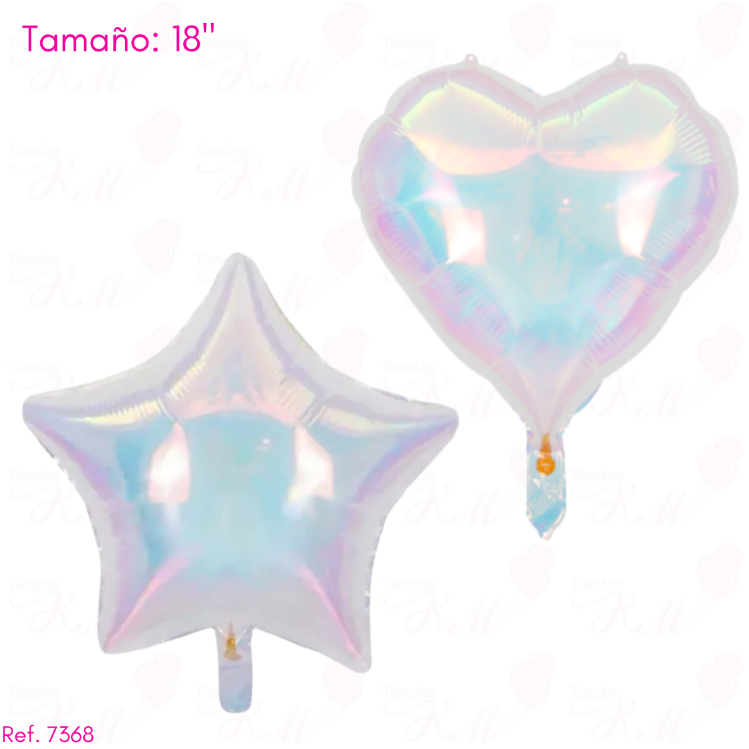 Paquete x 6 estrella/corazon tornasol 18"