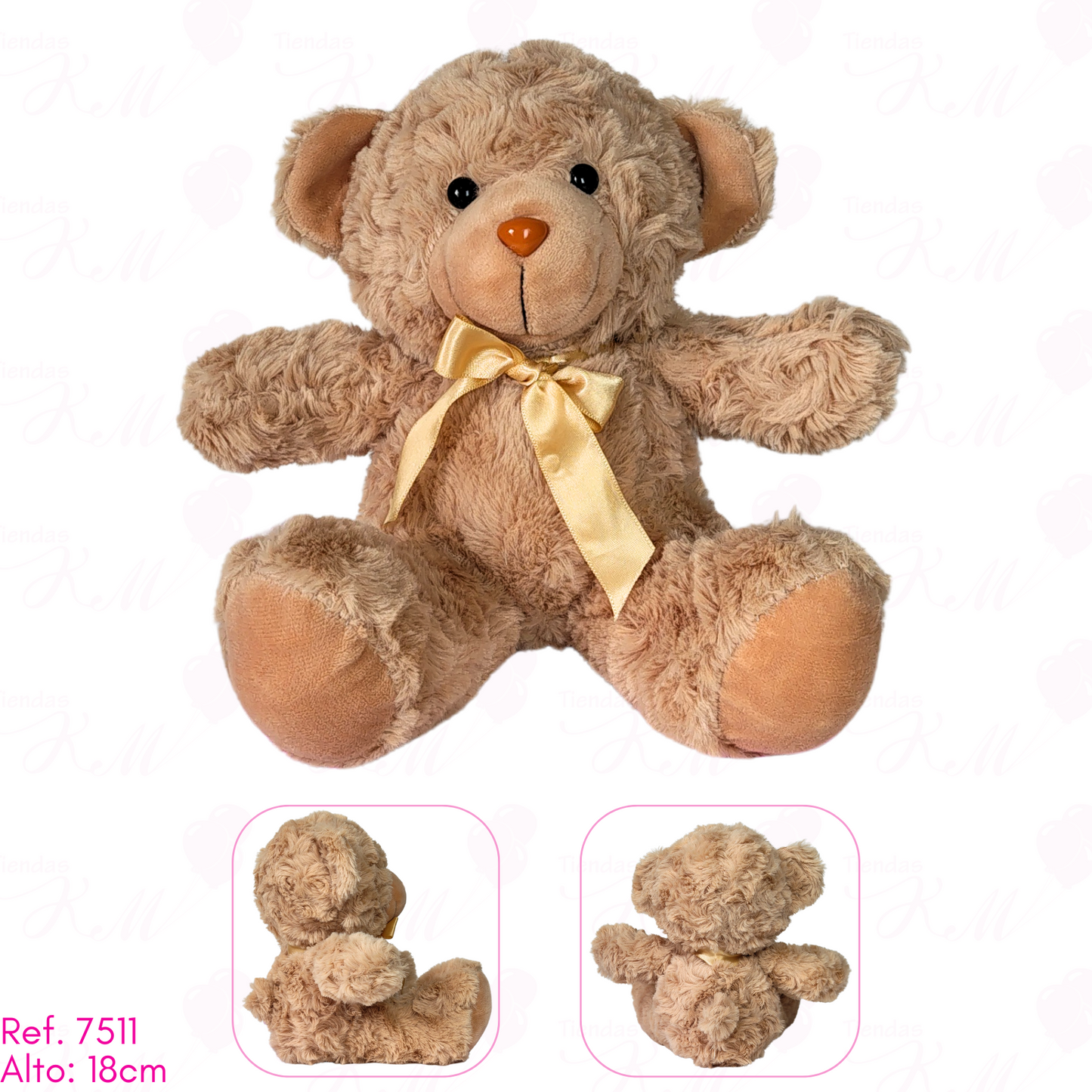 osito peludo moño satín y nariz naranja / 18cm