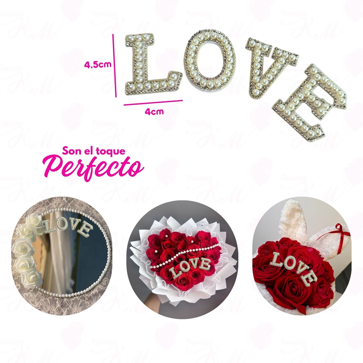 Aplique de perlas LOVE