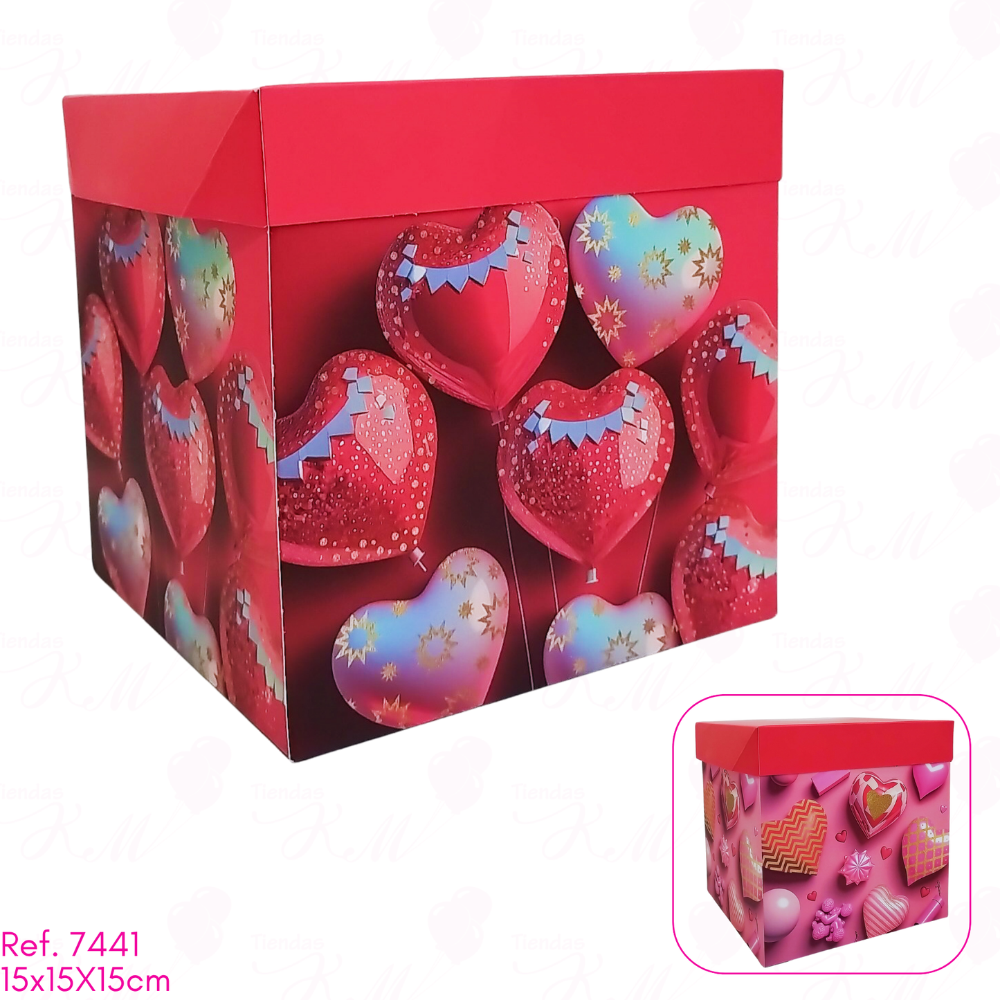 Caja cubo a color de 20X20X20 con tapa