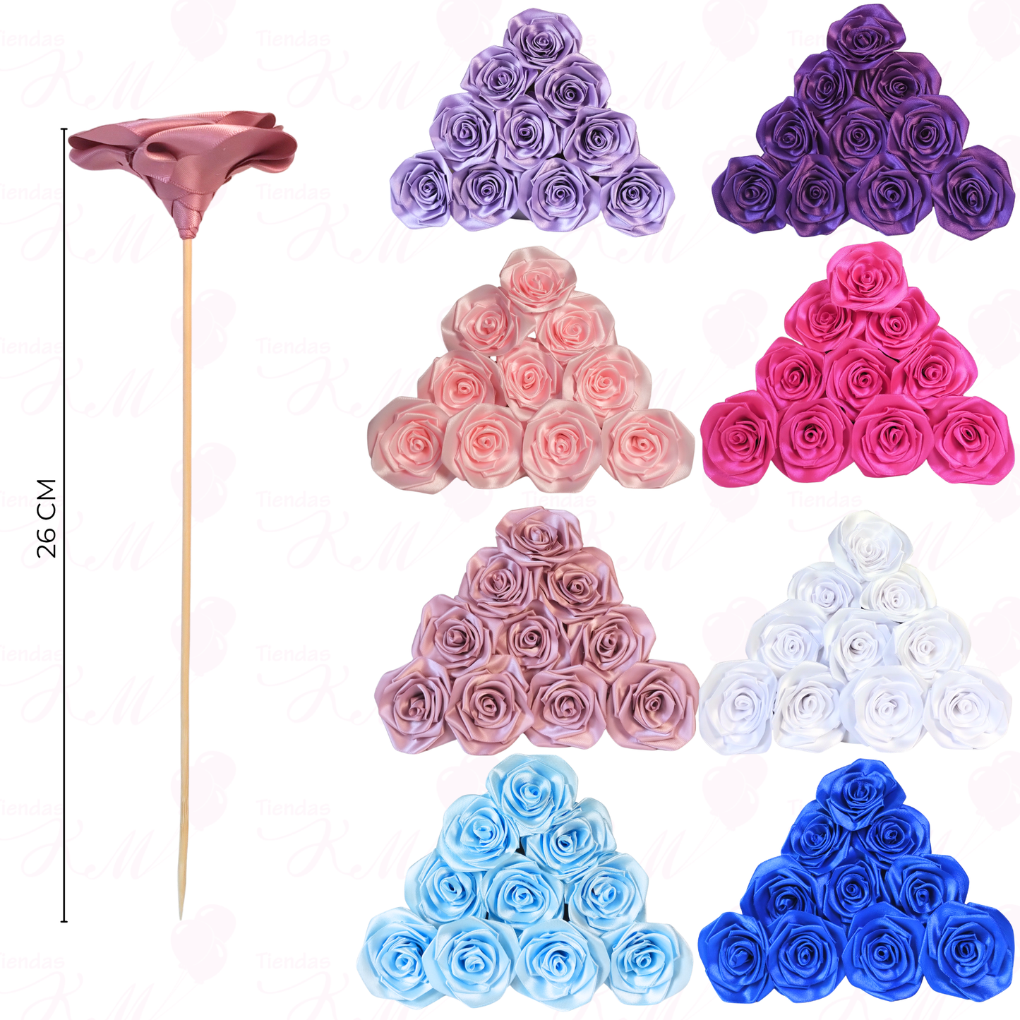 Paquete x 10 rosas en tela terminadas