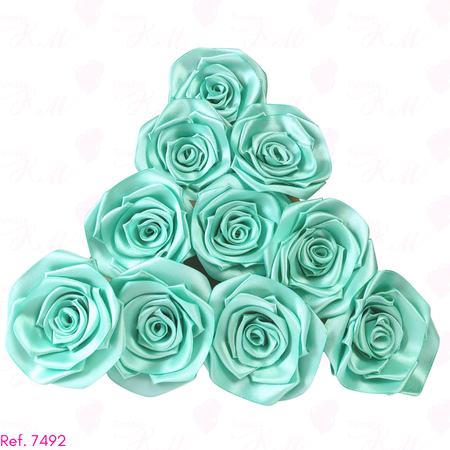 Paquete x 10 rosas en tela terminadas