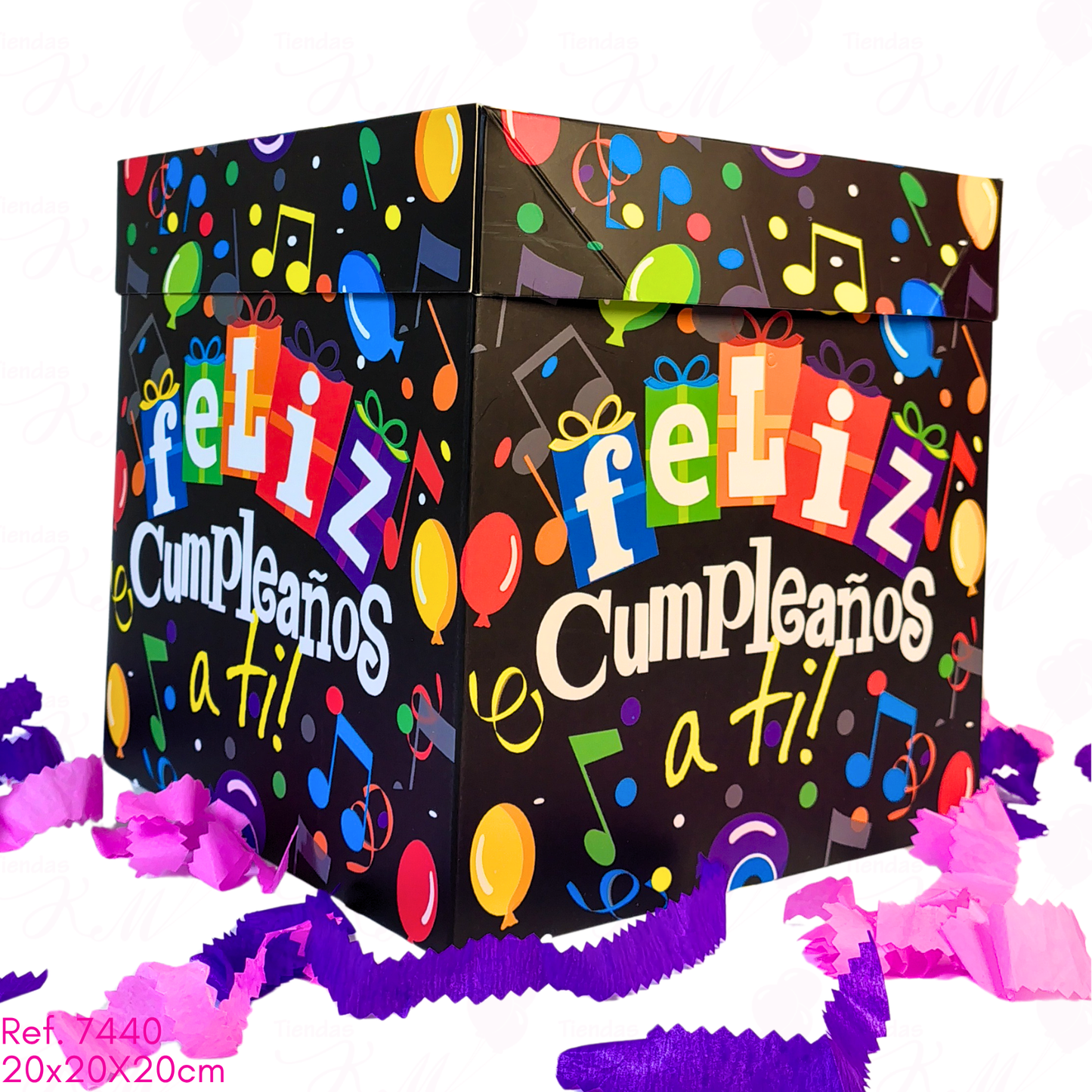 Caja cubo a color de 20X20X20 con tapa