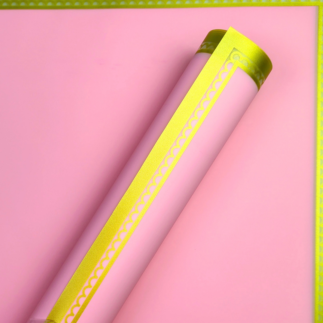 Papel coreano con borde dorado y curvas X 20