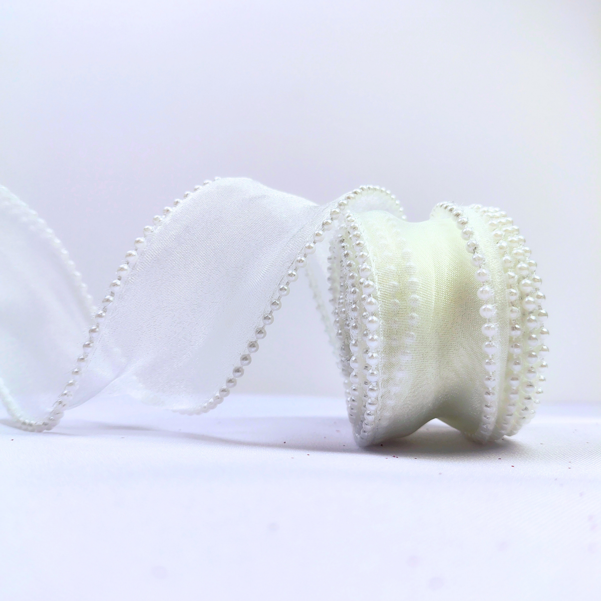 Cinta organza perlada 4cm de ancho X 4.5 m de largo