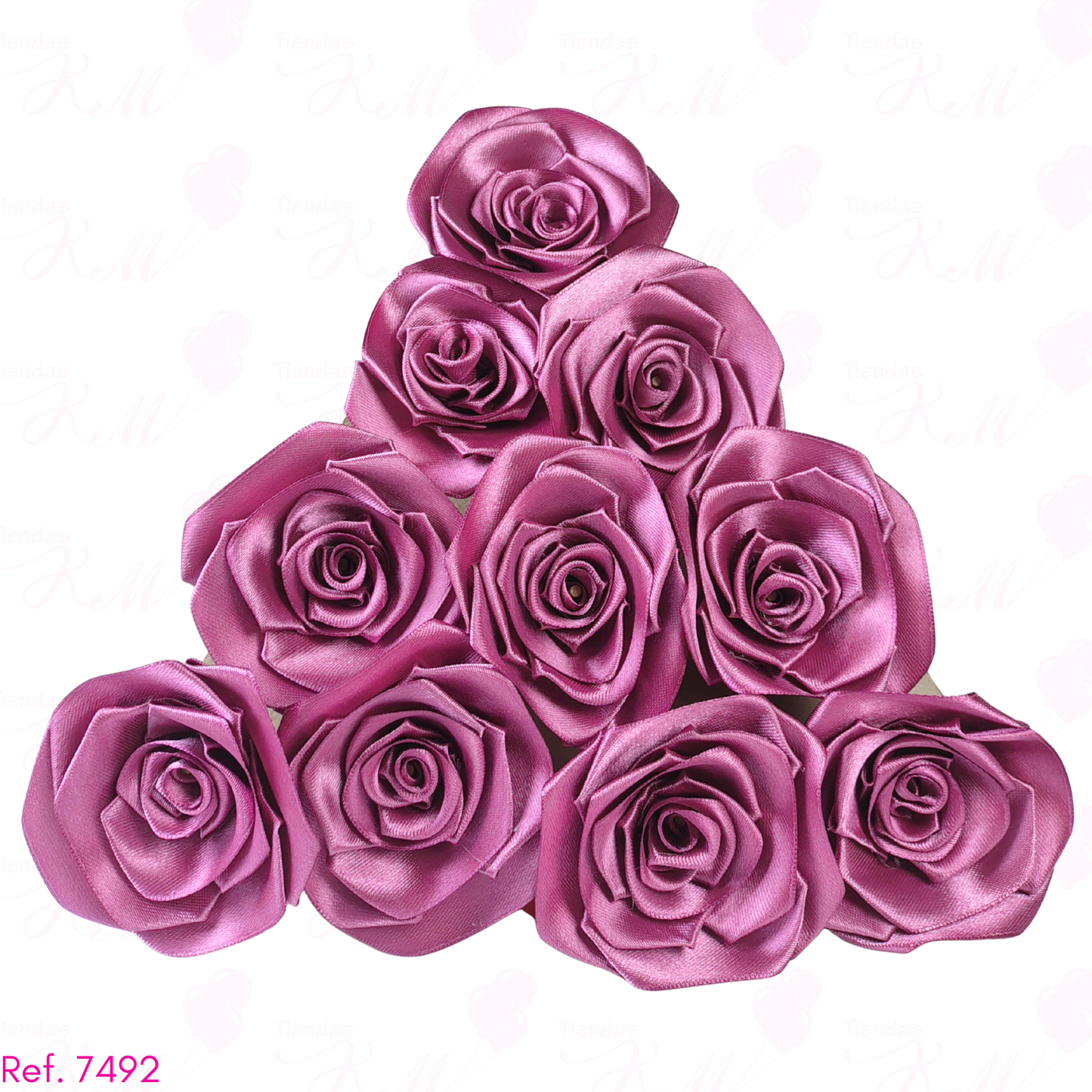 Paquete x 10 rosas en tela terminadas