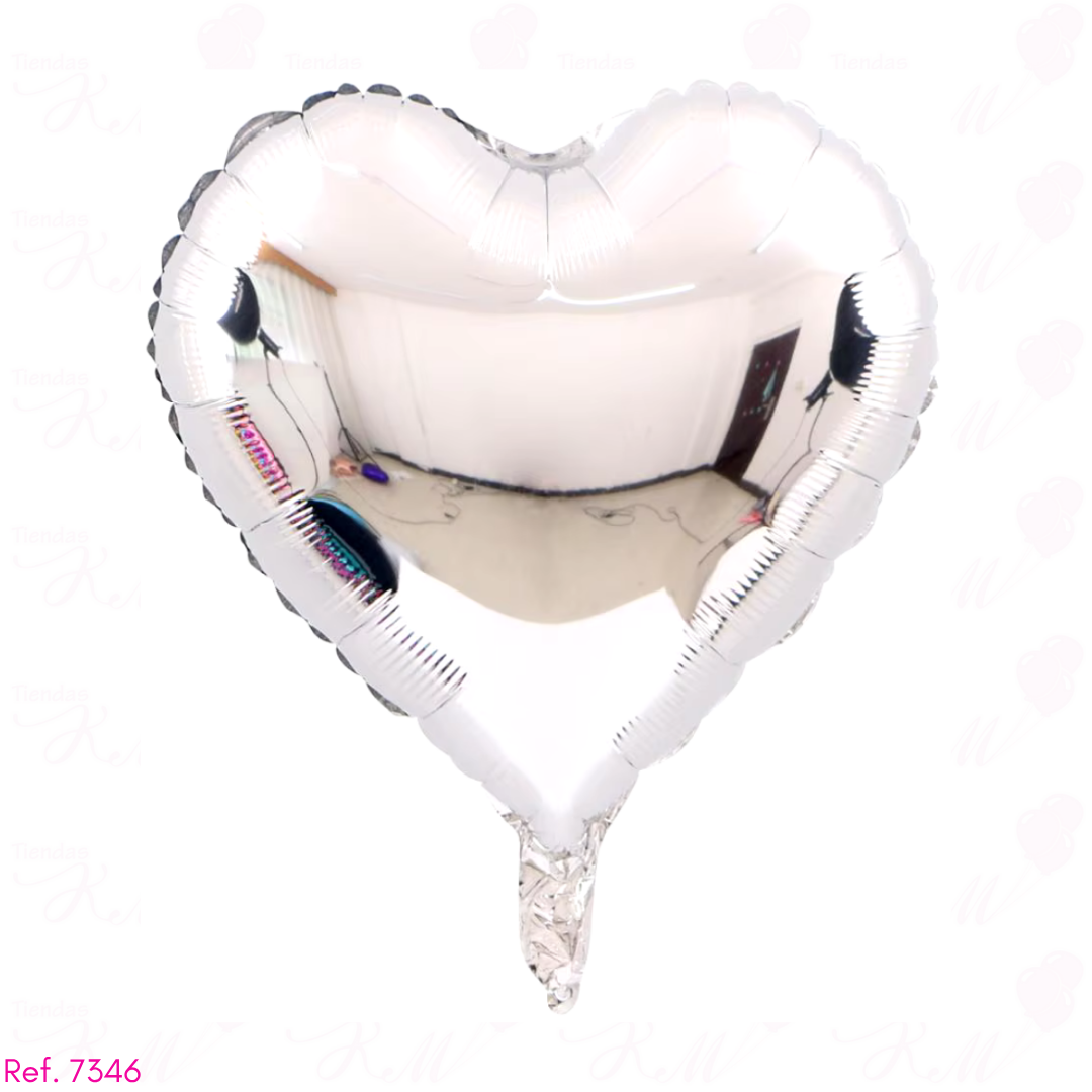 Paquete x 6 corazones metalizadas 10" fondo entero