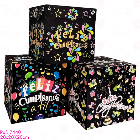 Caja cubo a color de 20X20X20 con tapa