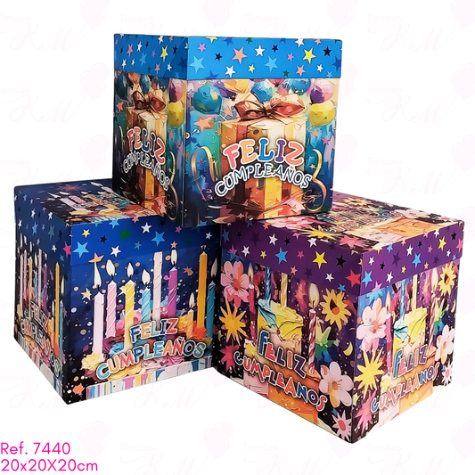 Caja cubo a color de 20X20X20 con tapa