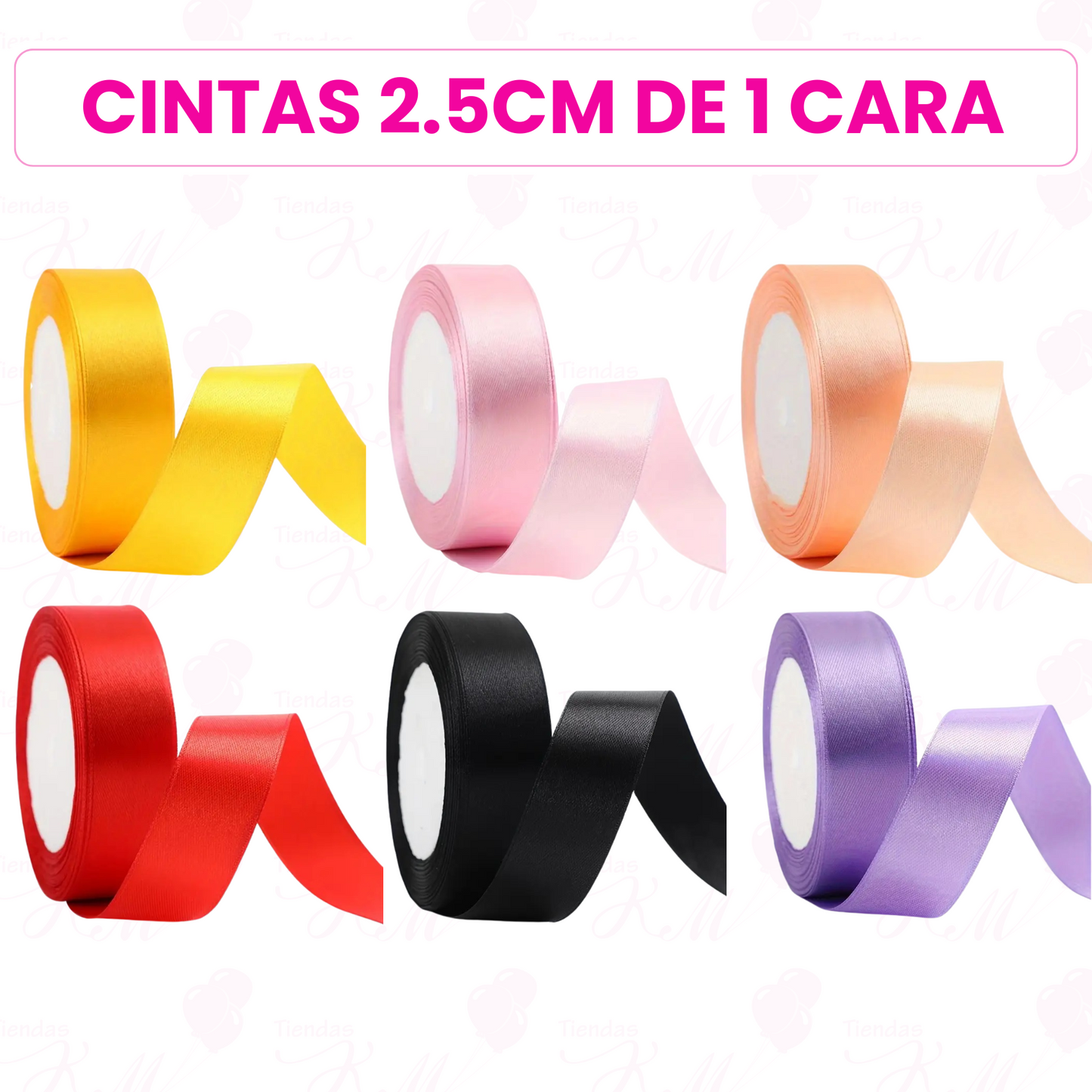Cinta satin 2.5cm de 1 cara x 22 metros