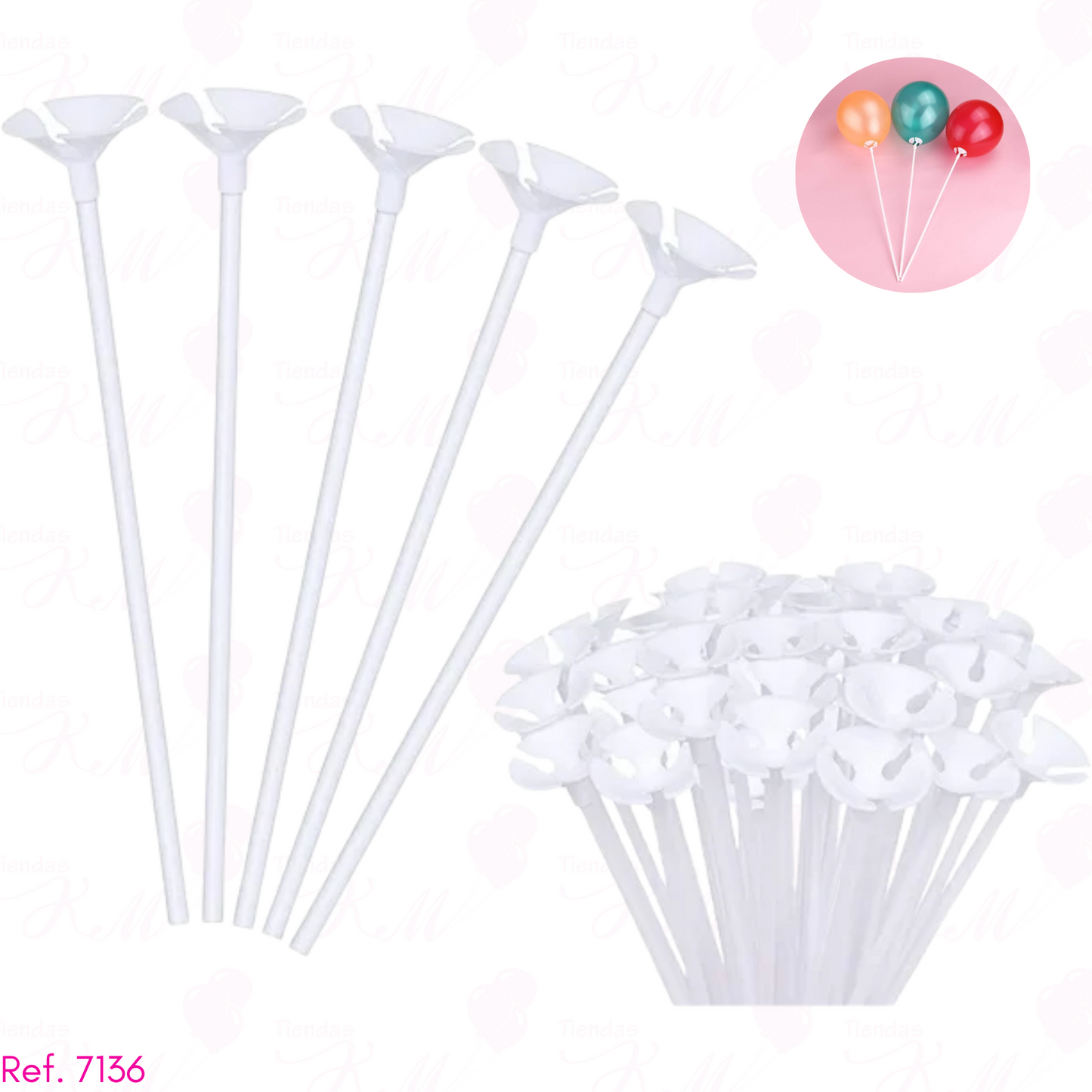 50 palos y copas para globos / 36cm