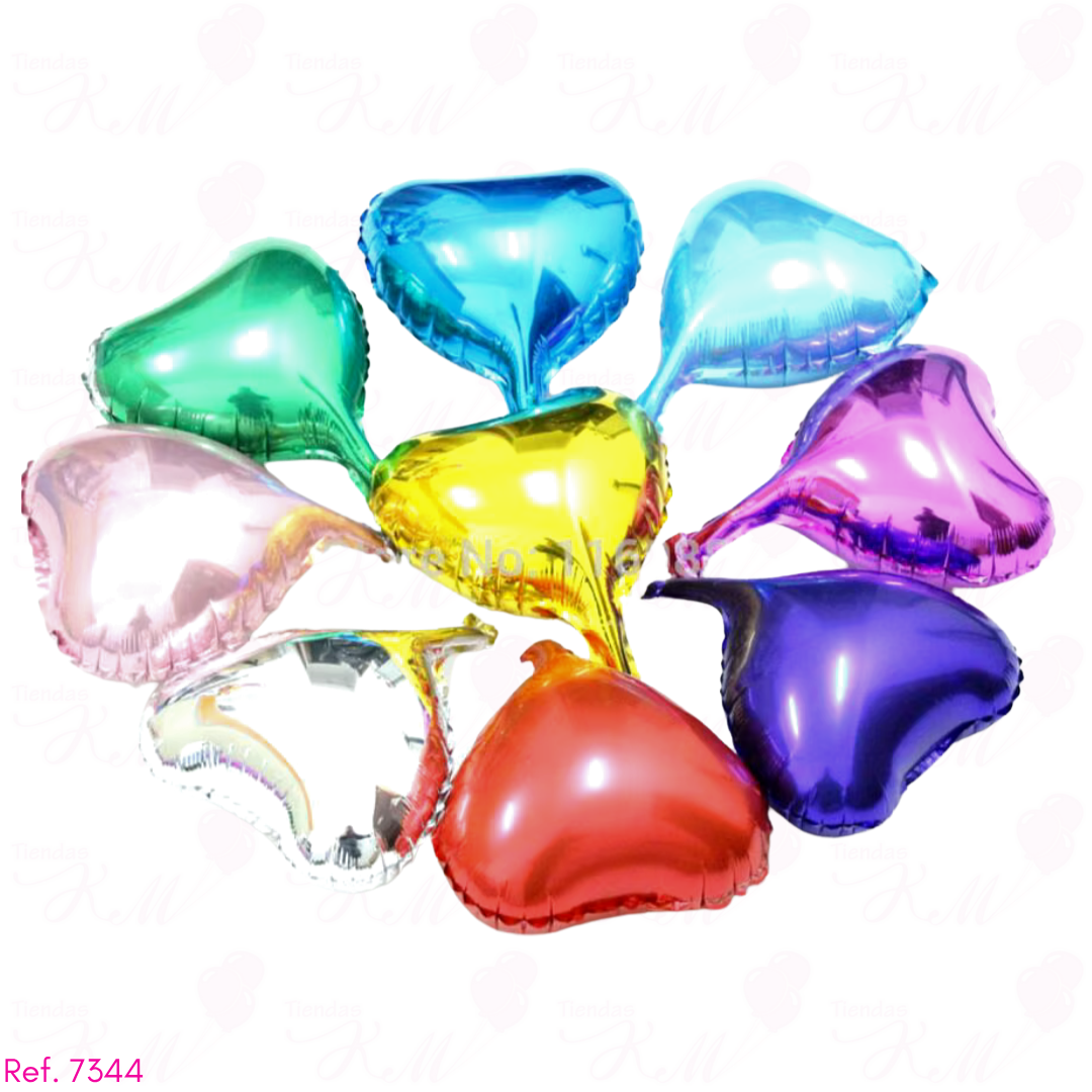 Paquete x 6 corazones metalizados 5" fondo entero