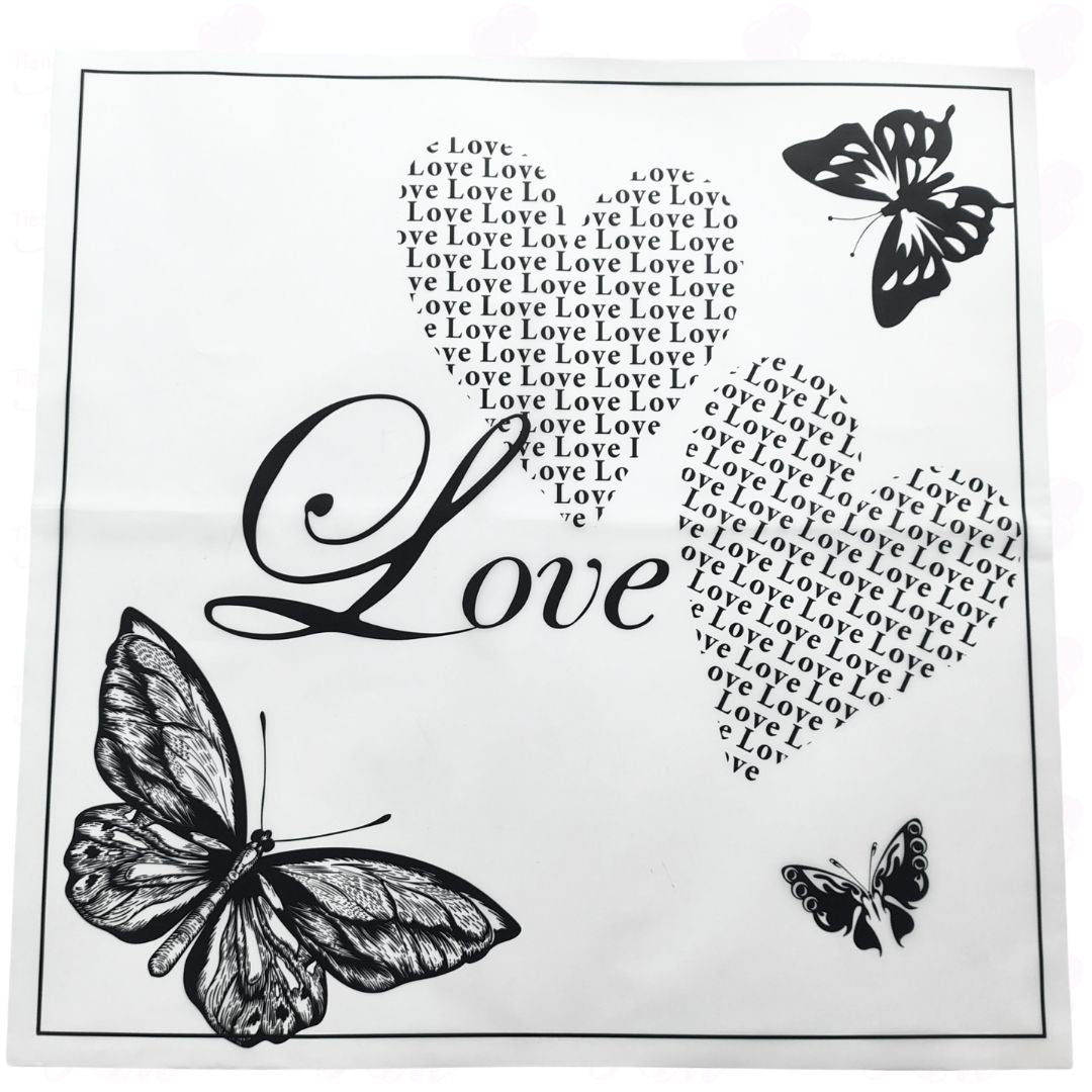 Papel coreano love corazón y mariposas