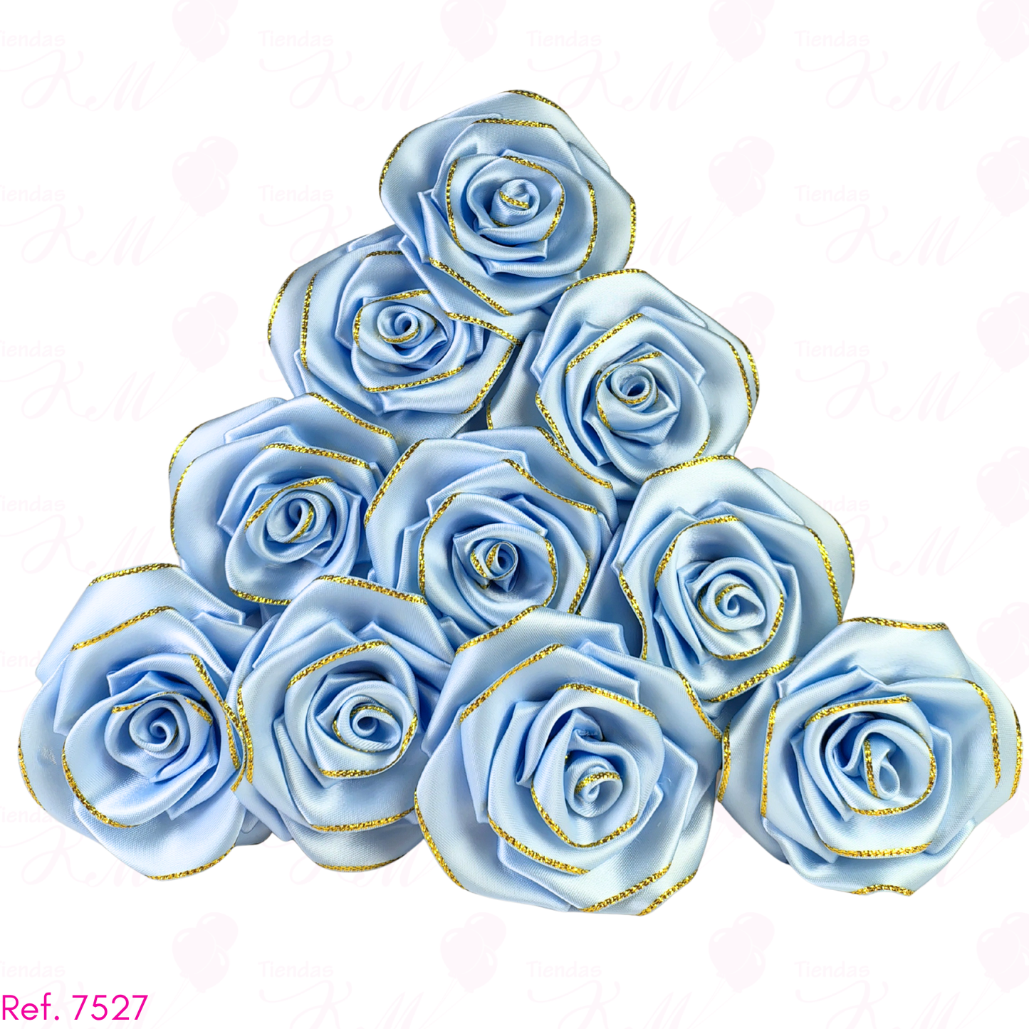 Paq. x 10 rosas borde dorado