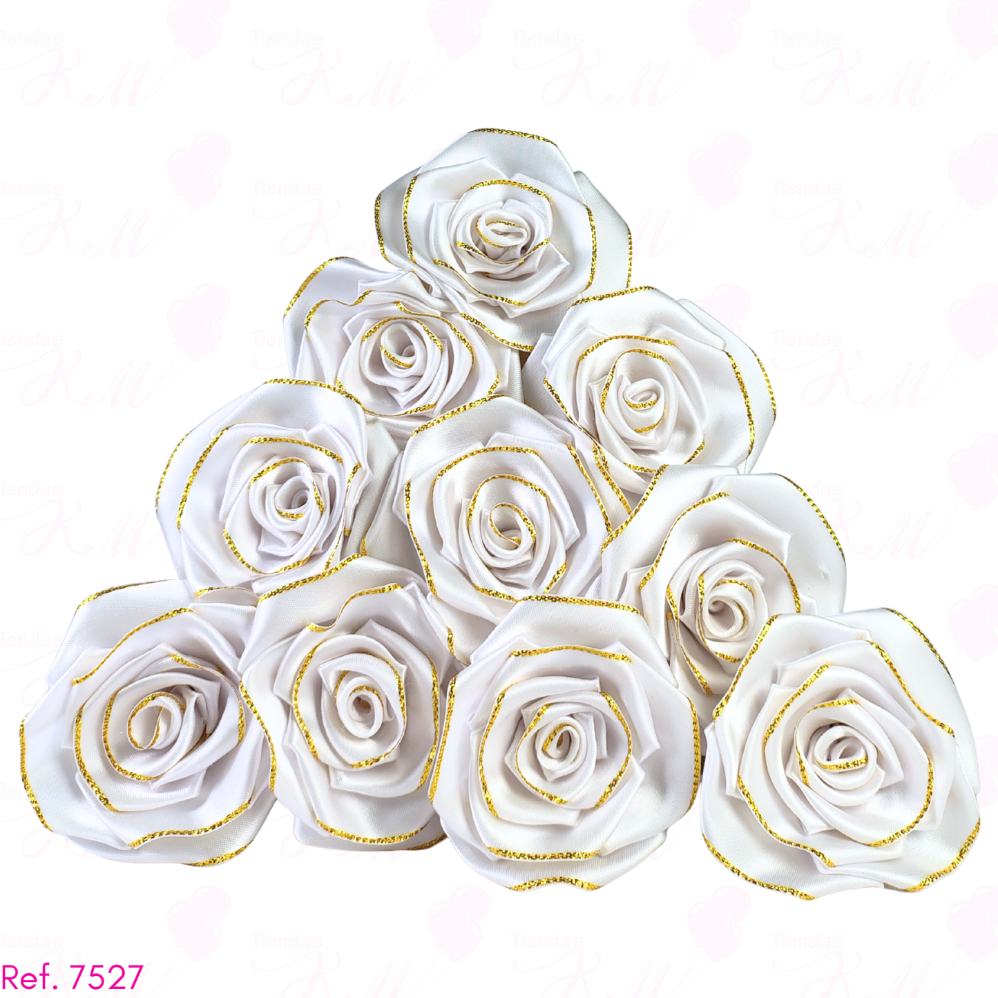 Paq. x 10 rosas borde dorado
