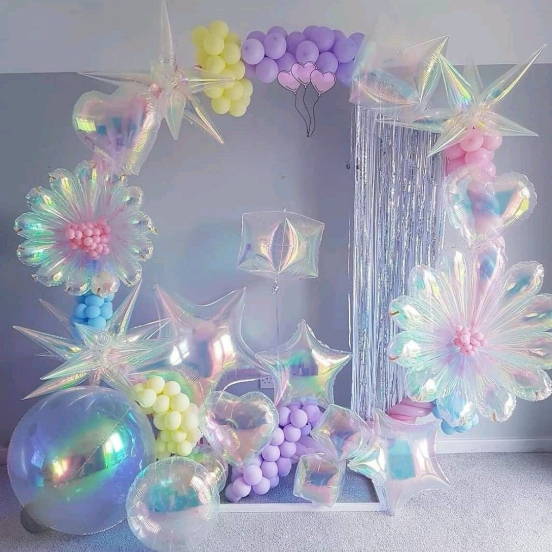 Paquete x 6 estrella/corazon tornasol 18"