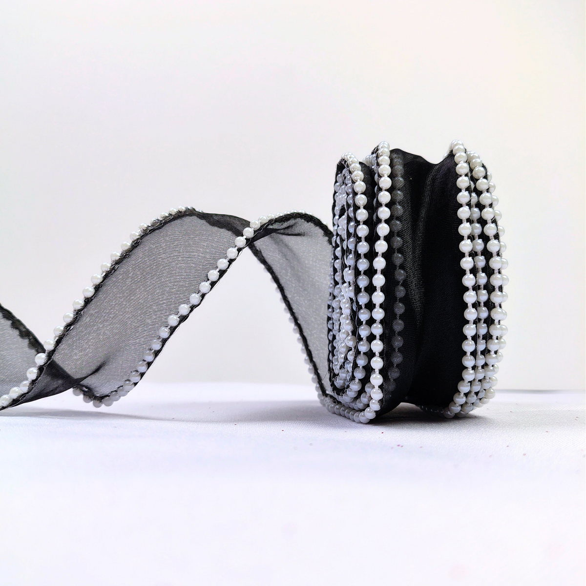 Cinta organza perlada 4cm de ancho X 4.5 m de largo