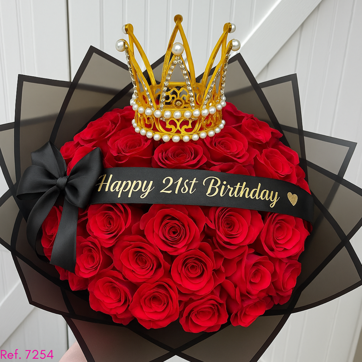 Corona metalica con 2 circulos en perlas blancas y pedrería