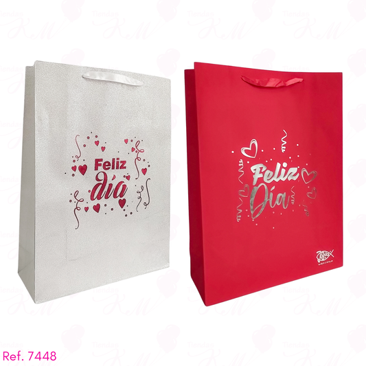 Bolsa de regalo feliz día escarchada