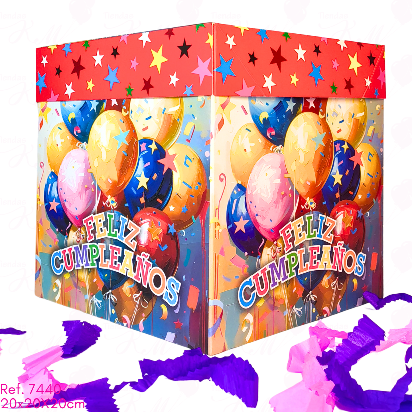 Caja cubo a color de 20X20X20 con tapa