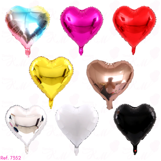 Paquete x 6 corazones metalizados 18" fondo entero