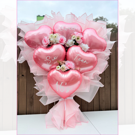 Paquete x 6 corazones metalizados 18" fondo entero