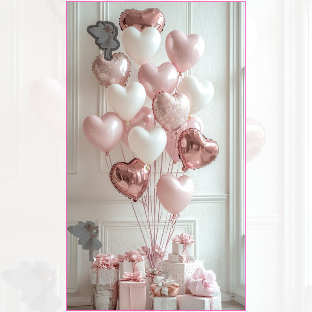 Paquete x 6 corazones metalizados 18" fondo entero