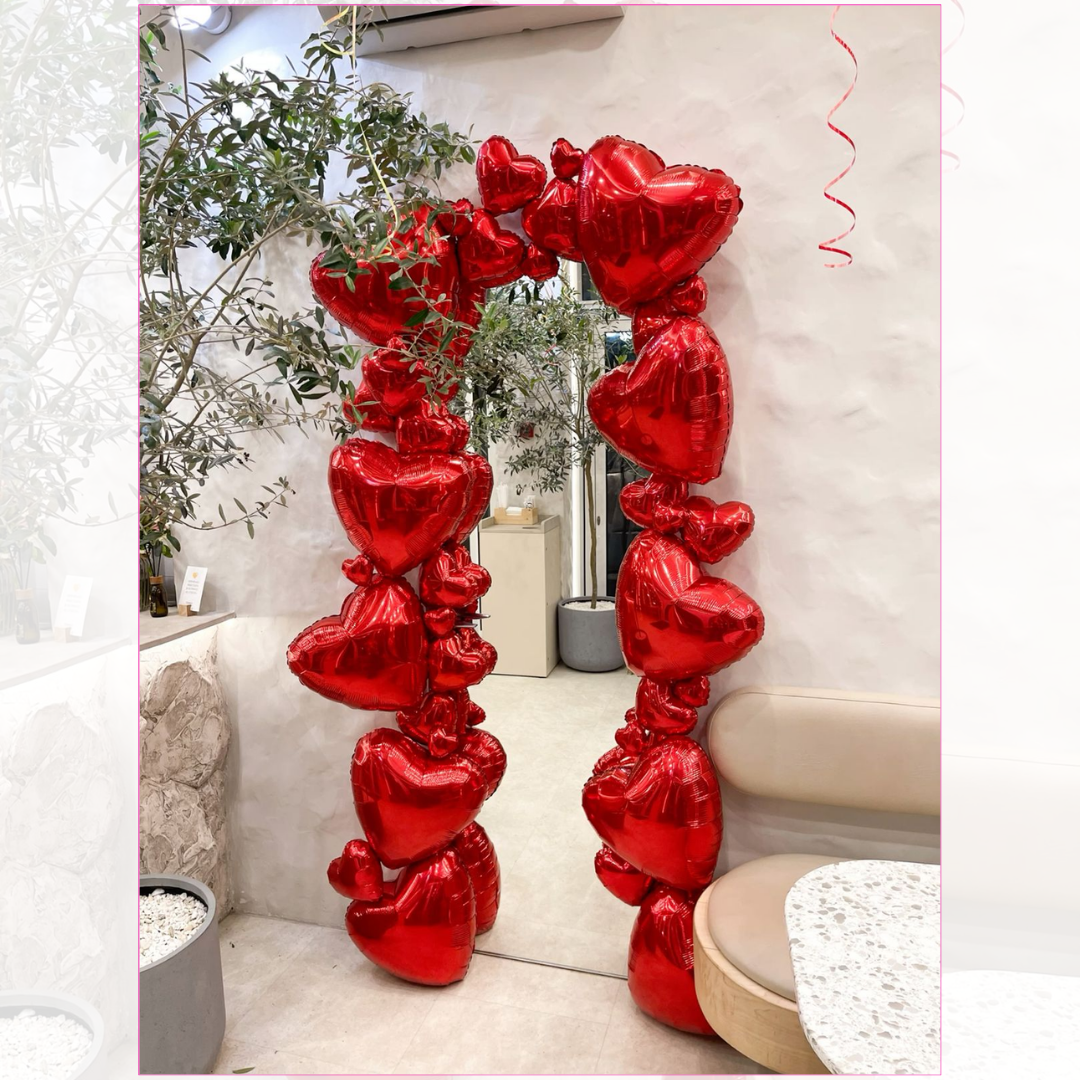 Paquete x 6 corazones metalizados 18" fondo entero