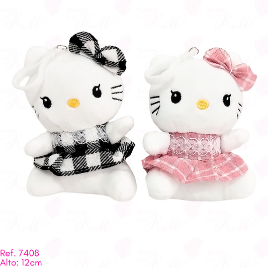 llavero de hello kitty vestido de cuadros / 12cm