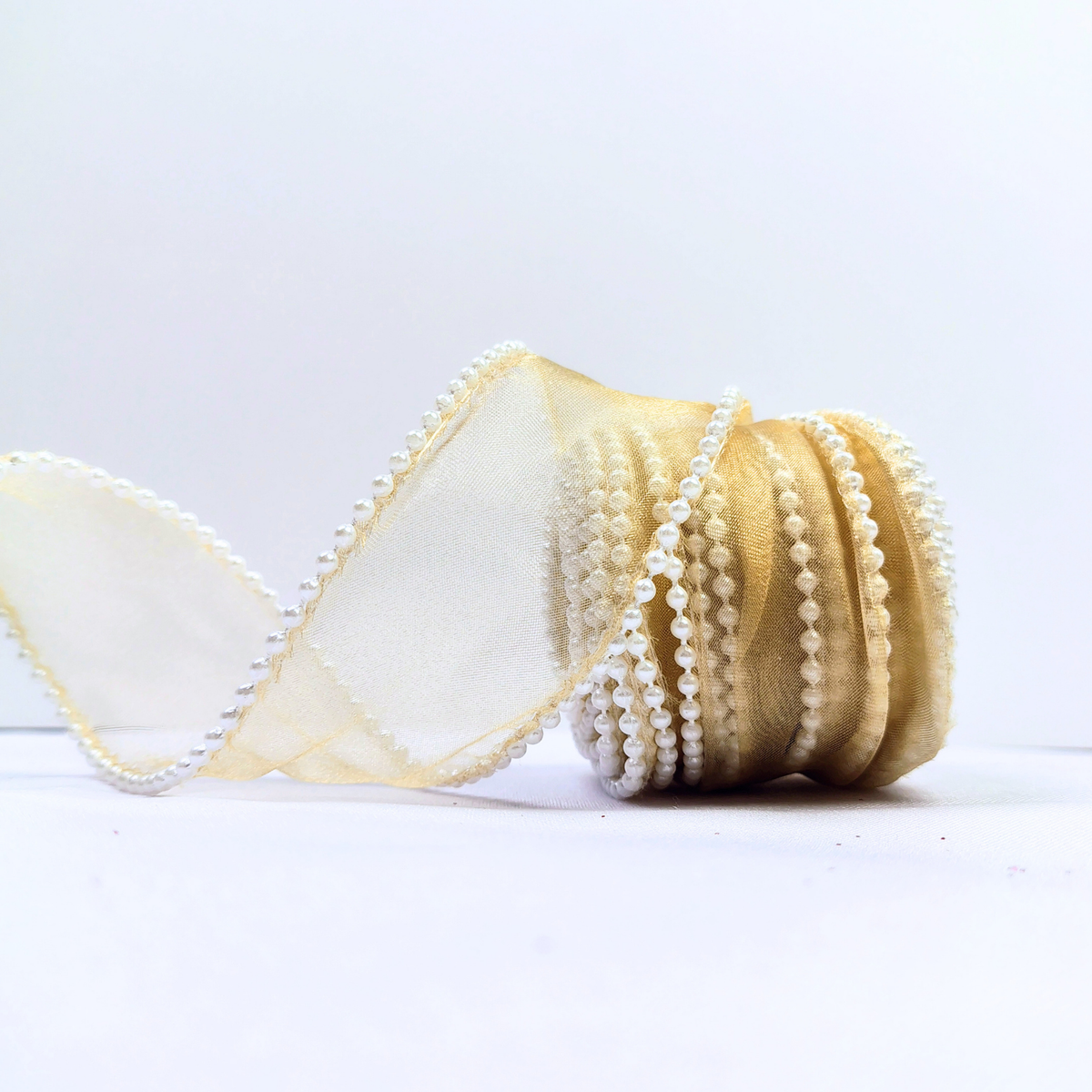 Cinta organza perlada 4cm de ancho X 4.5 m de largo