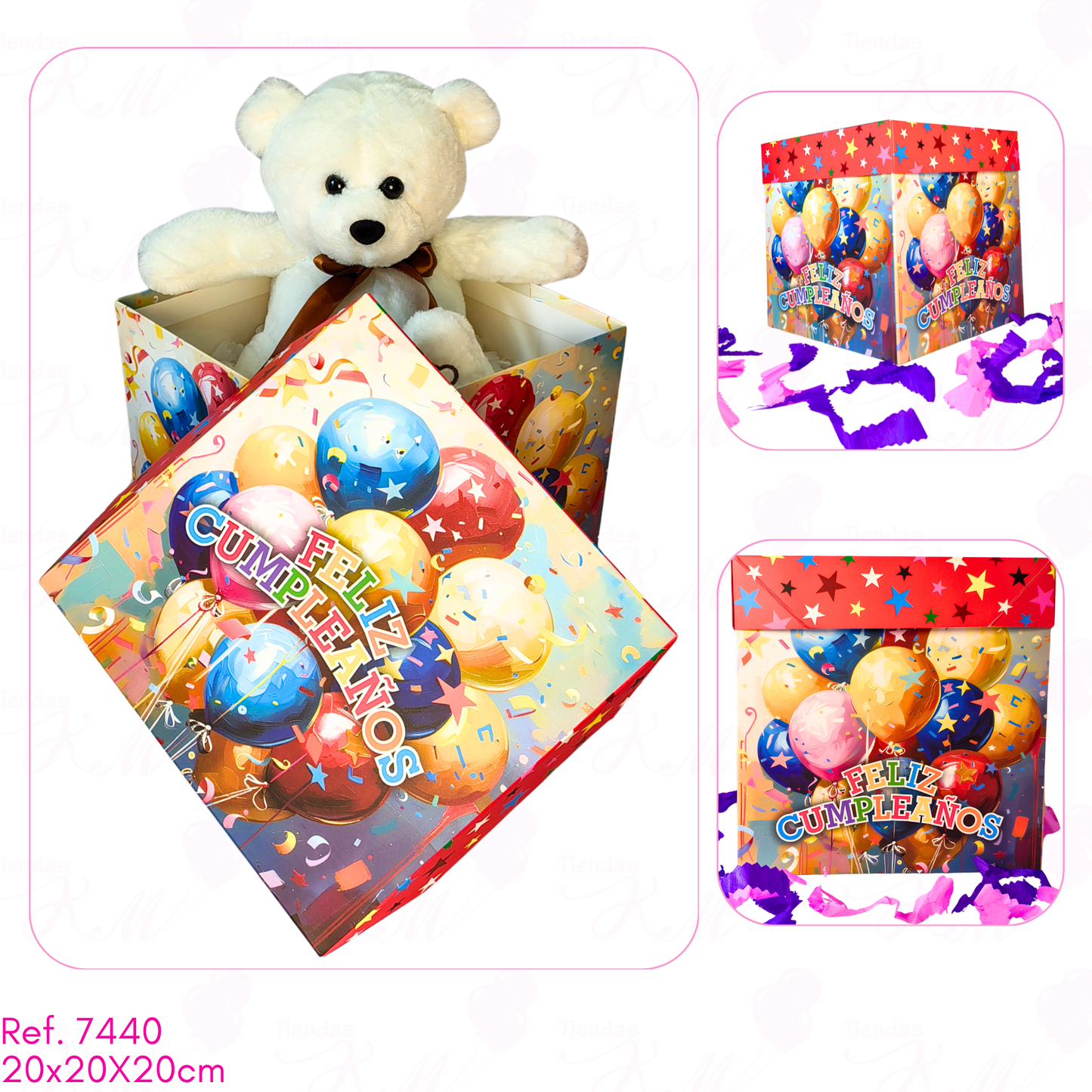 Caja cubo a color de 20X20X20 con tapa