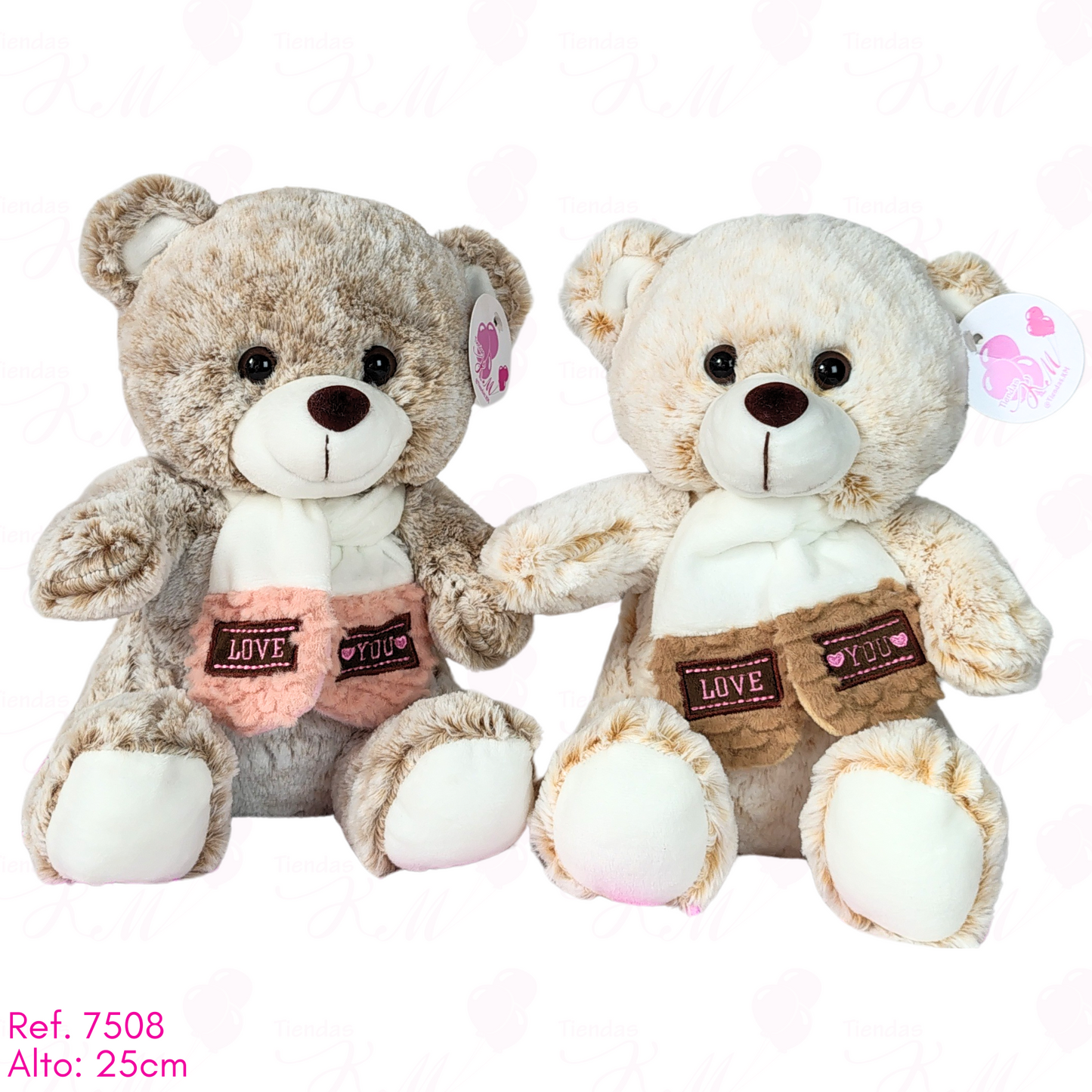 Oso peludo con bufanda love / 25cm