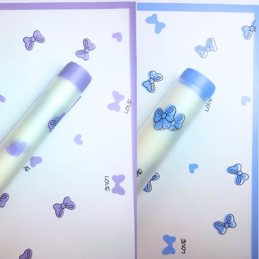 Papel coreano moñitos love fondo transparente x 20