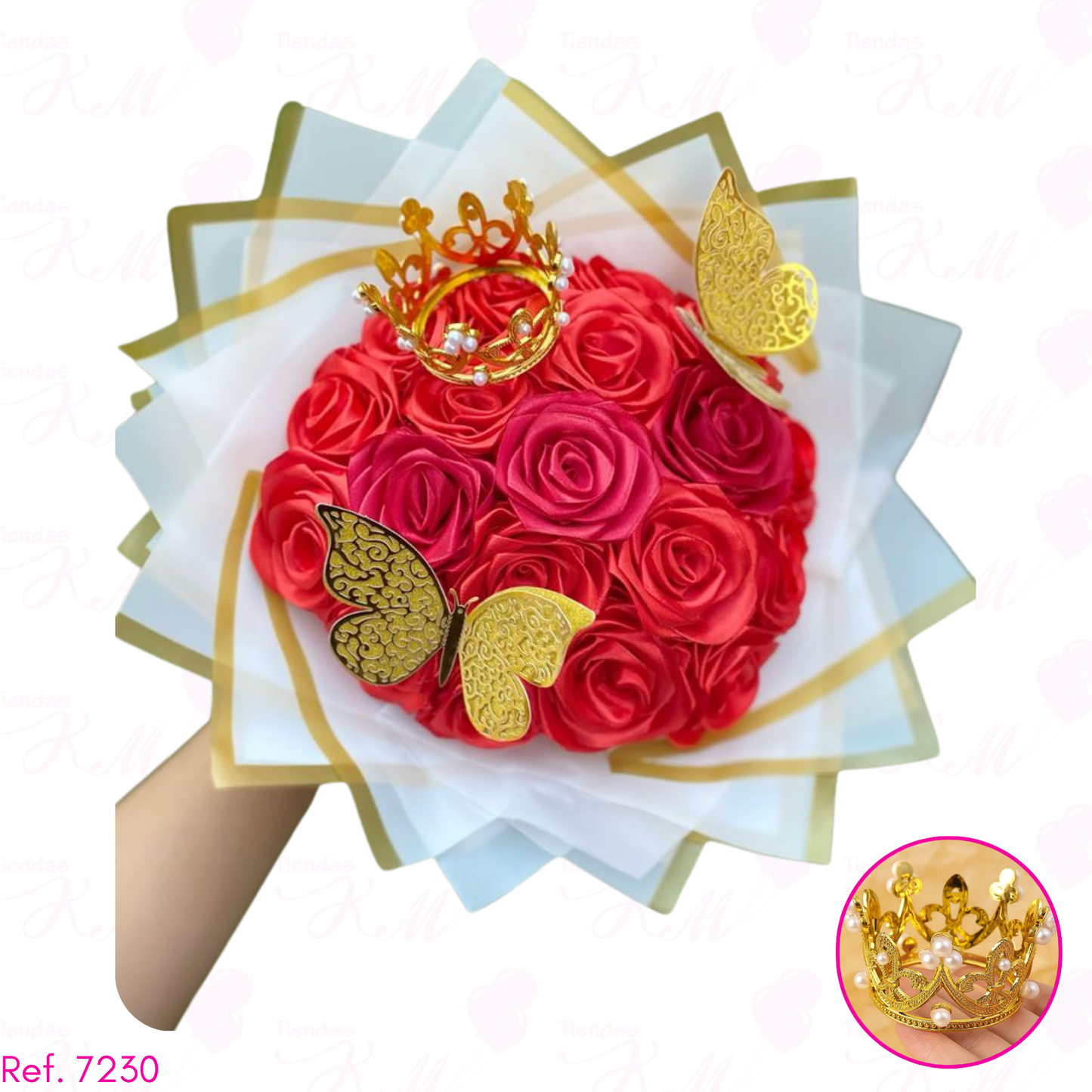 Corona plastica con perlas blancas