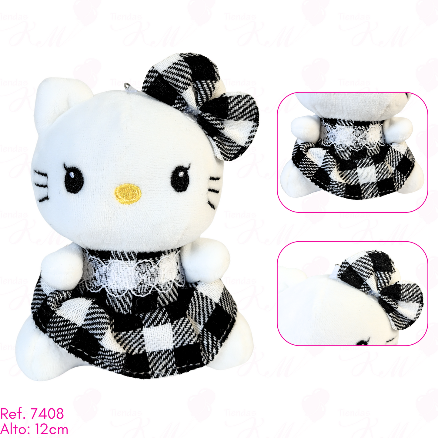 llavero de hello kitty vestido de cuadros / 12cm