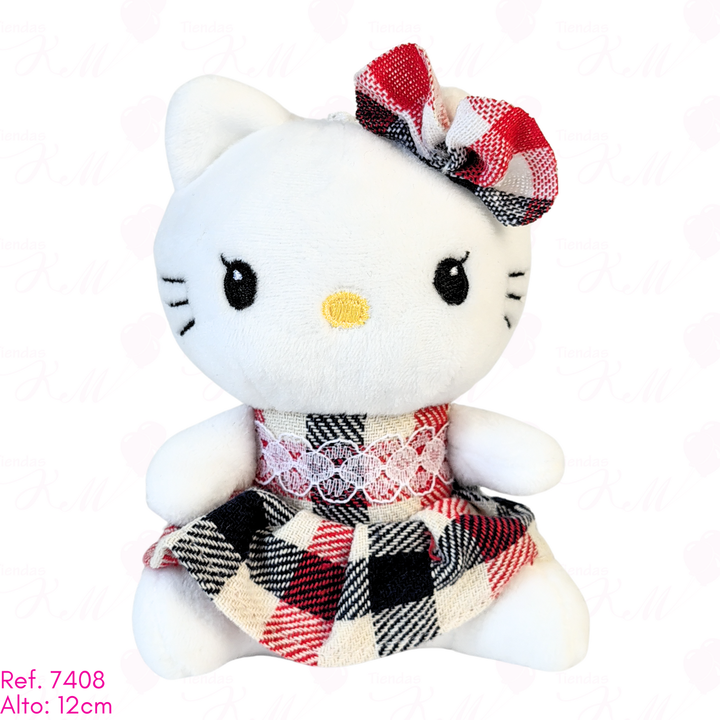 llavero de hello kitty vestido de cuadros / 12cm
