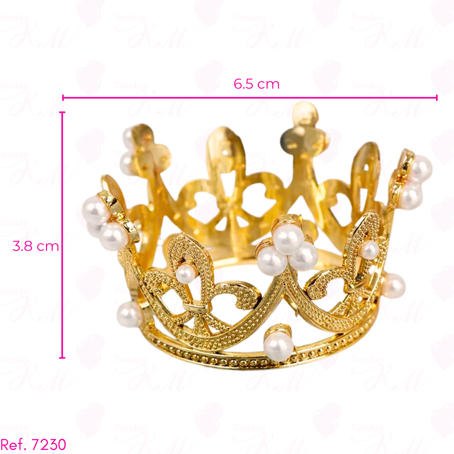 Corona plastica con perlas blancas