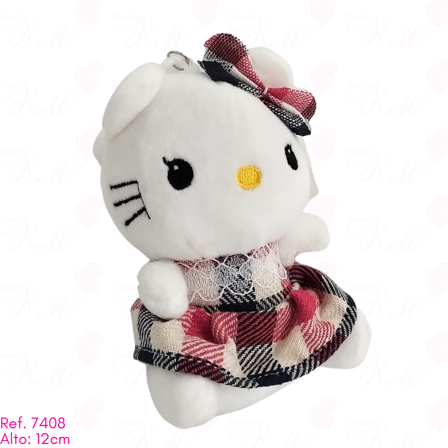 llavero de hello kitty vestido de cuadros / 12cm