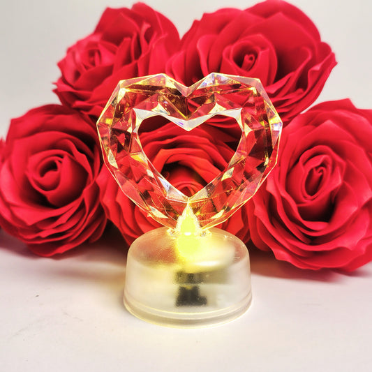 Corazón plástico tipo cristal con luz