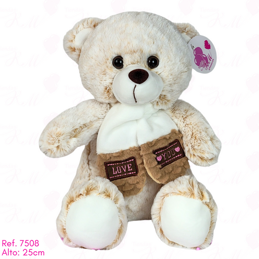 Oso peludo con bufanda love / 25cm